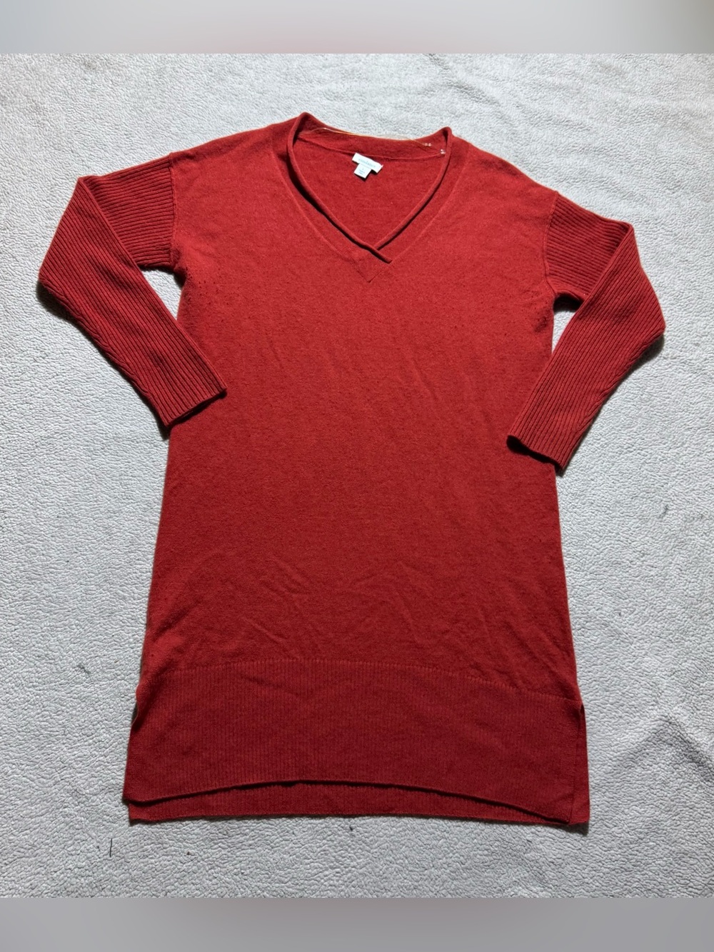 Sundance Dress Womens Large Tillie Sweater 100% Cashmere V Neck Long Sleeve Red